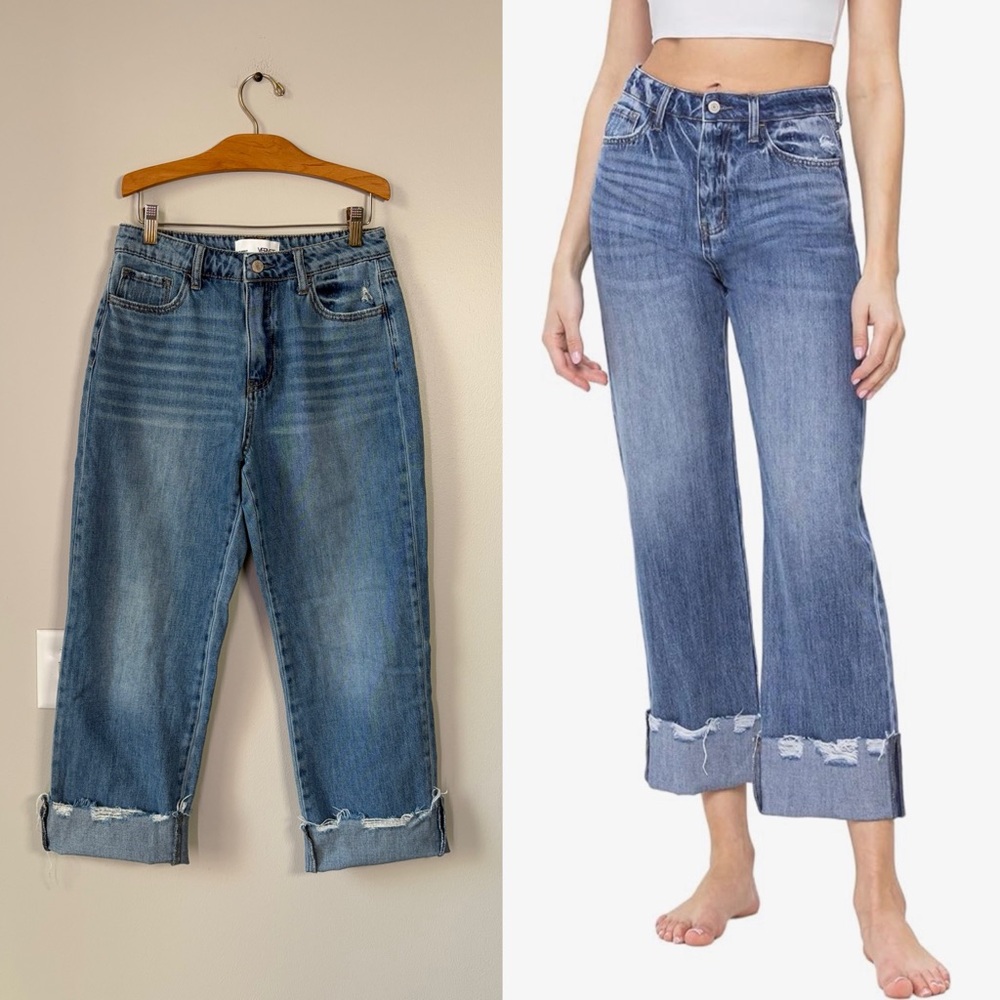 VERVET High Rise Rigid Cuffed Dad Jeans